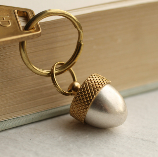 Brass and Silver Acorn Keyring