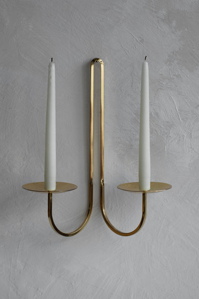 Brass Candle Sconce - Double