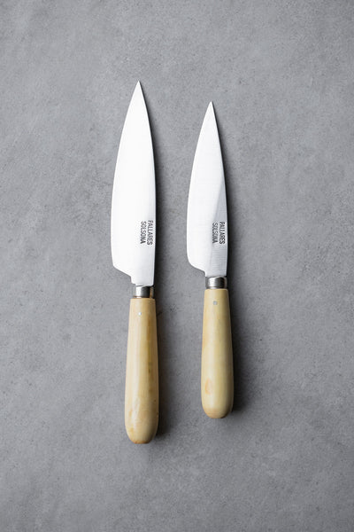 Carbon Steel Kitchen Knives - Boxwood Handle