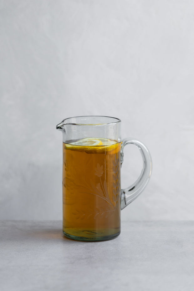 Etched Glass Pitcher