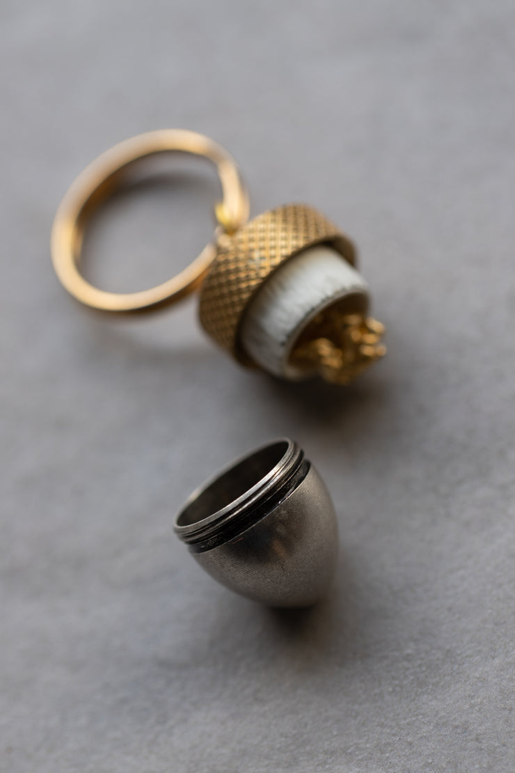 Brass and Silver Acorn Keyring