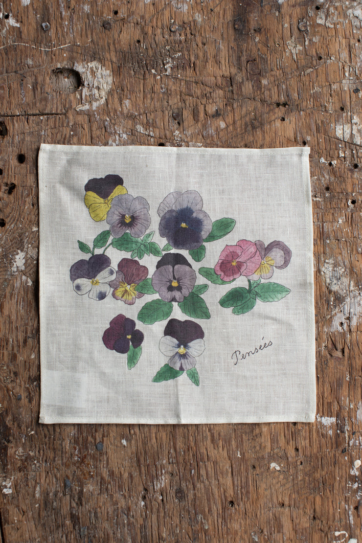 Isabelle Boinot Handkerchief - Pansies