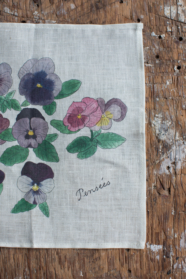 Isabelle Boinot Handkerchief - Pansies