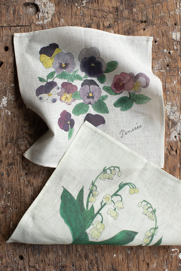 Isabelle Boinot Handkerchief - Pansies