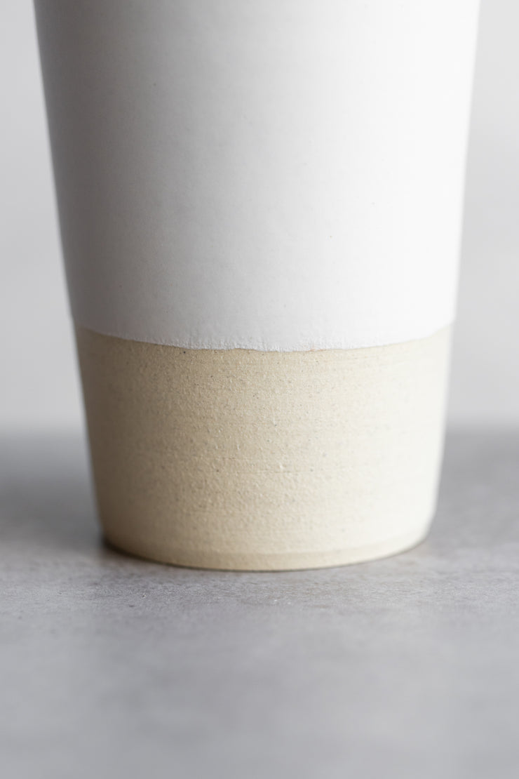 Tapered To Go Tumbler - Matte White Dipped