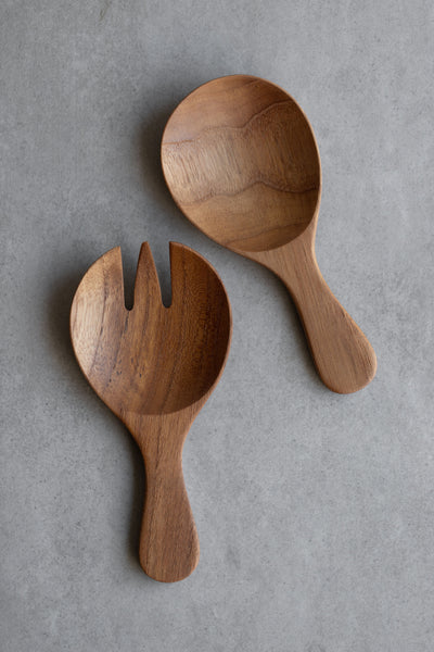 Teak Round Serving Spoons