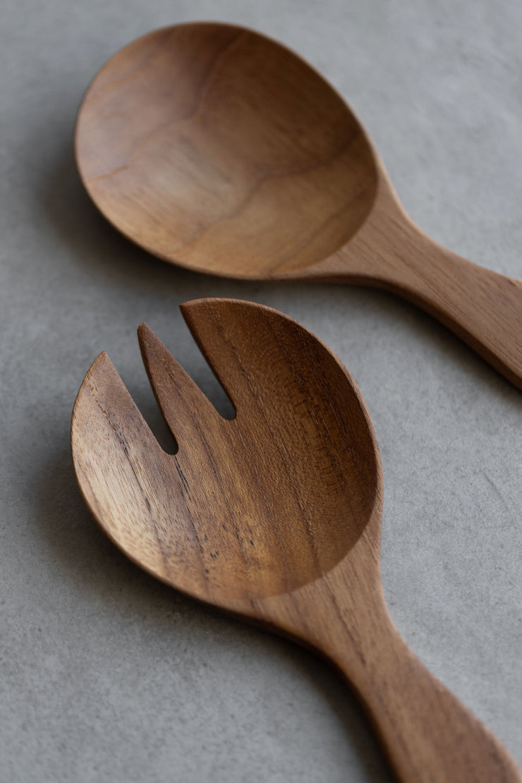 Teak Round Serving Spoons