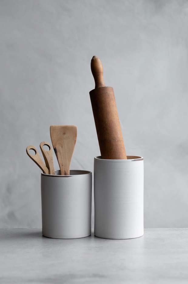 Ceramic Utensil Holder - Chalk