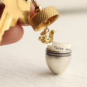 Brass and Silver Acorn Keyring