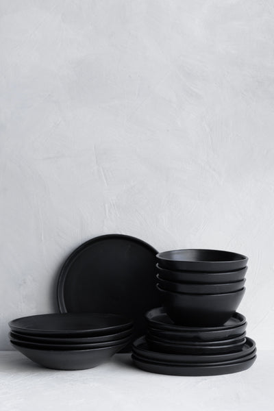 Notary Satin Black Dinnerware Set