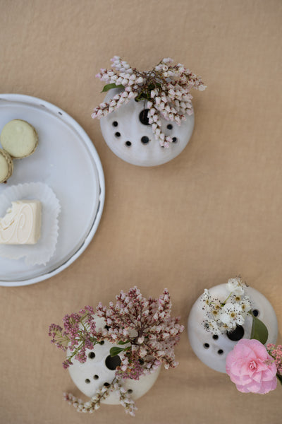 Ceramic Flower Frog - Matte Grey